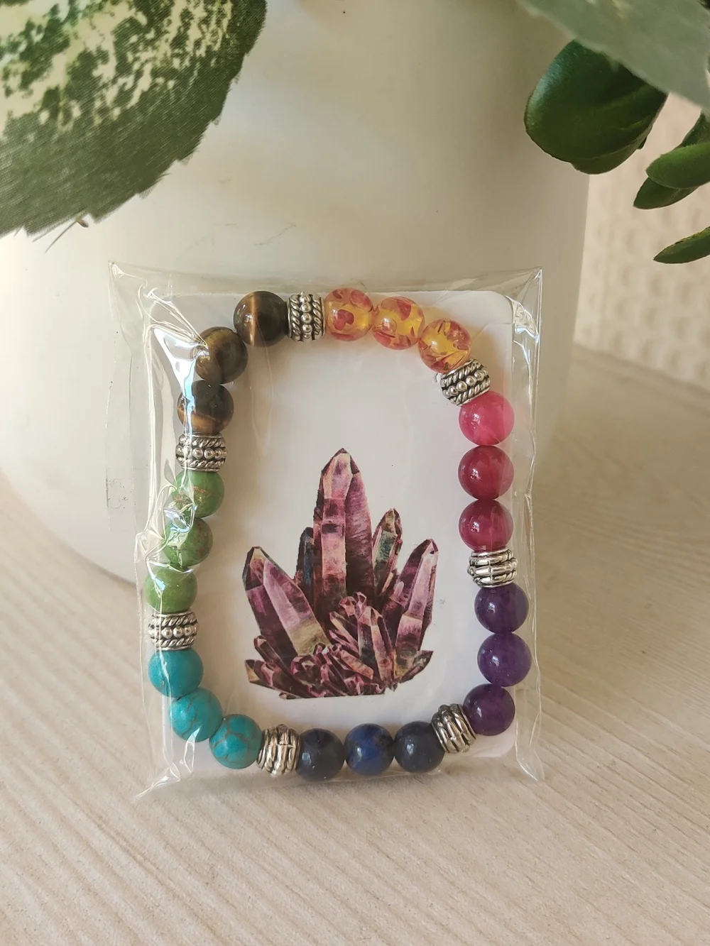 Multicolor Beaded Gemstone Stretch Bracelet - Women Jewelry